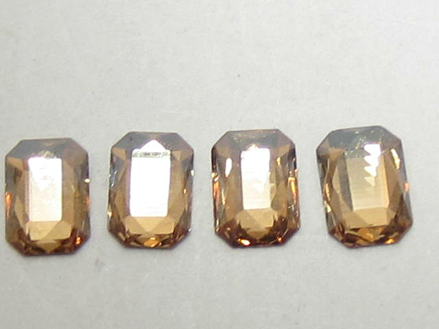 12pcs. EMERALD CUT 3.7X2.5mm GOLDEN SHADOW STAR BRIGHT FLATBACK Rhinestones